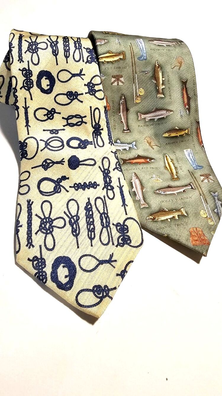 Men’s Silk Tie Lot Fishing Nautical Preppy ALVNN Geoffrey Beene Novelty - Picture 4 of 8